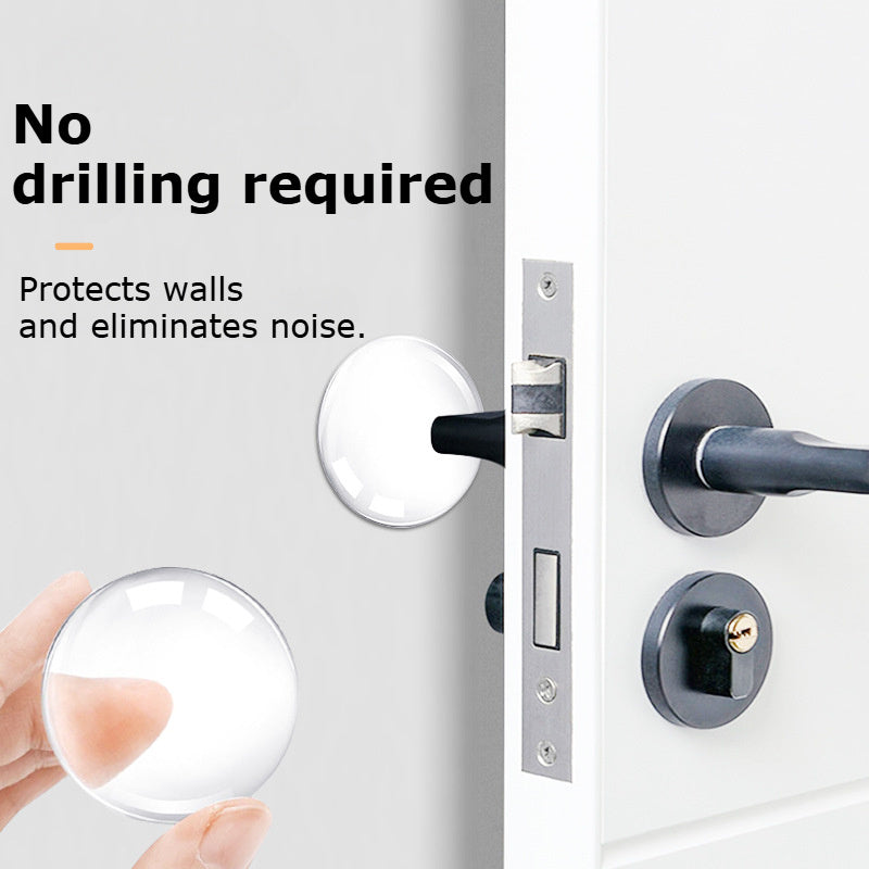 6 self-adhesive door stop wall protectors: clear, shock-absorbing, noise-reducing. Easy to install, reusable for home and office.