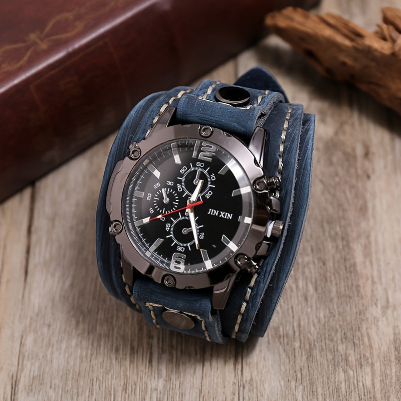 Retro style casual watch for men with a punk vintage design.