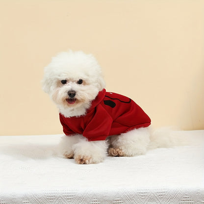 Winter pet hoodie - knit polyester pullover sweatshirt for small to medium breeds, machine washable cozy plush pet clothing.