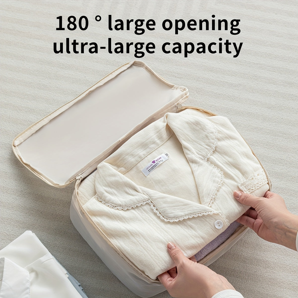 Durable 6-piece packing cubes set made of polyester for organizing clothes, toiletries, and luggage while traveling.