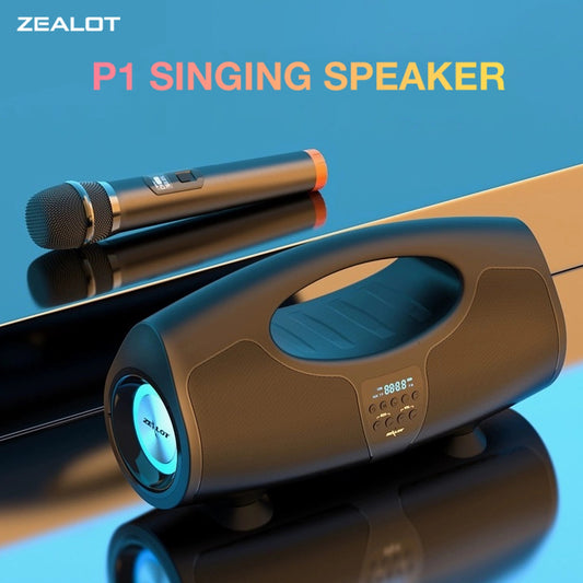 ZEALOT P1 Wireless Speaker with Dual High Power Speakers, Microphone, Subwoofer, 3D Surround Sound, FM, TF, USB Connectivity for Mobile Phone/Tablet/TV