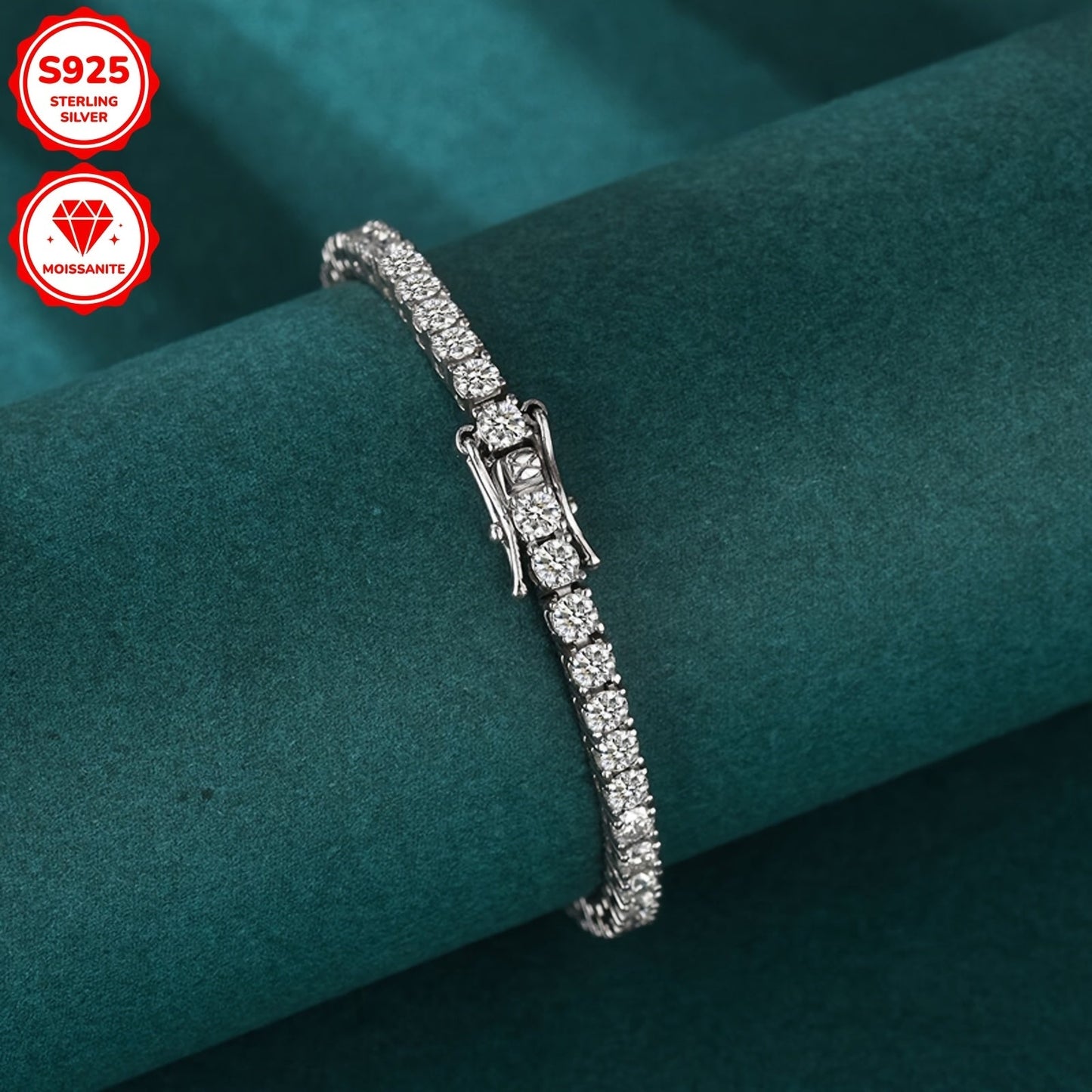 Beautiful 925 Sterling Silver Moissanite Tennis Bracelet with Gold Plating, Featuring 3mm Synthetic Stones totaling 5.4ct. Perfect for April Birthdays, Available in 17cm or 18cm. Ideal for Weddings, Vacations, and as a Thoughtful Christmas Present.