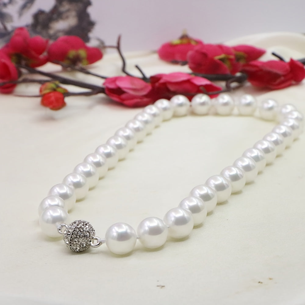 Exquisite French-inspired 12mm Freshwater Pearl Necklace in Vintage Style - Ideal for Daily Wear or Special Events. Makes a Sensual and Stylish Valentine's Day Gift, Comes with a Surprise Jewelry Box