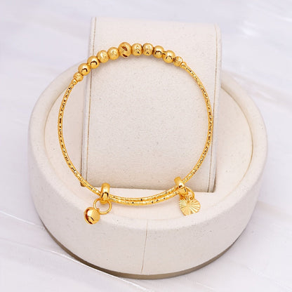 Set of 2 Timeless Adjustable Bangles in 24k Gold Plating with Beaded Details, Inspired by Middle Eastern Style, Perfect for Women's Bridal Wedding Attire, Affordable Alternative to Luxury Jewelry