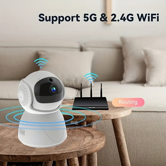 Stay connected and secure with our Smart Home Security Camera. With HD 1080P quality, WiFi connection, and easy One-Click Call feature, you can monitor your home effortlessly. The camera also features Auto Tracking, Infrared Night Vision, Motion Alerts