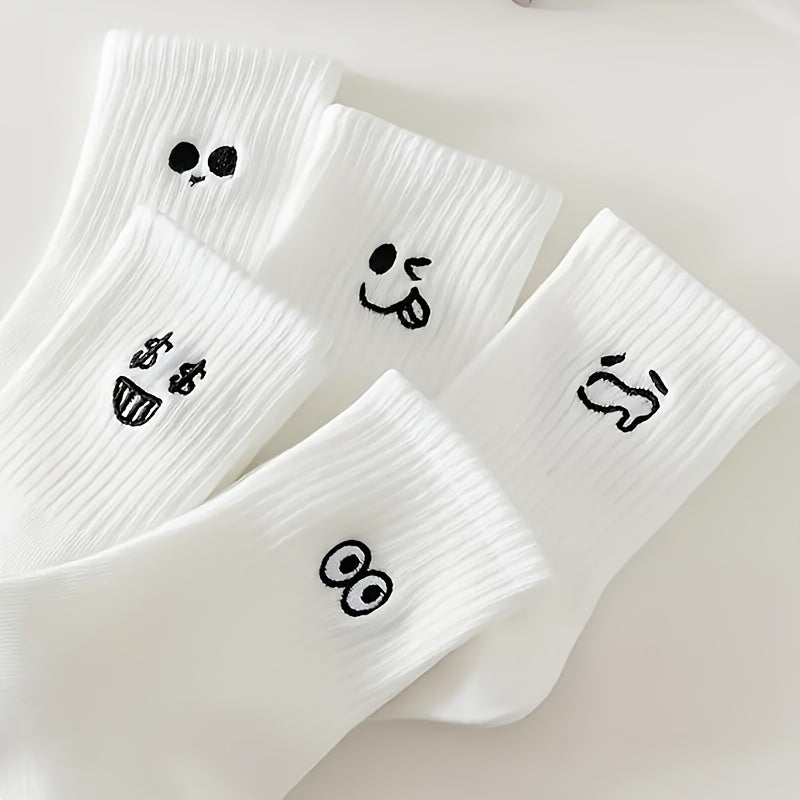 5 Pairs of Japanese Cartoon Women's Mid-Calf Socks