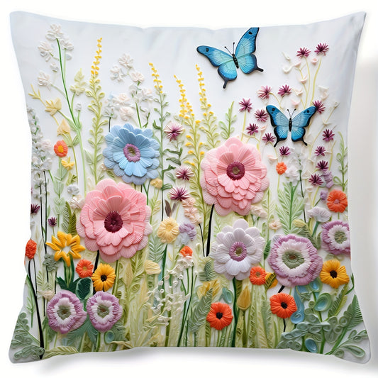 1pc Butterfly Series Digital Printed Pillow Cover, 44.96cm x 44.96cm, Single Sided Printing, Suitable for Sofa, Living Room, Bedroom, Home Decoration - No Pillow Insert included.