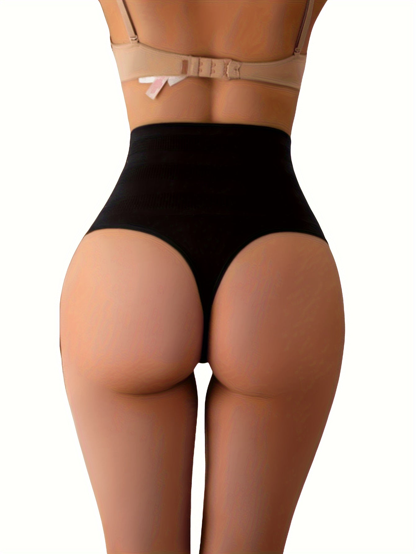 High waist shaping thong for women with tummy control and buttocks lifting and shaping features.