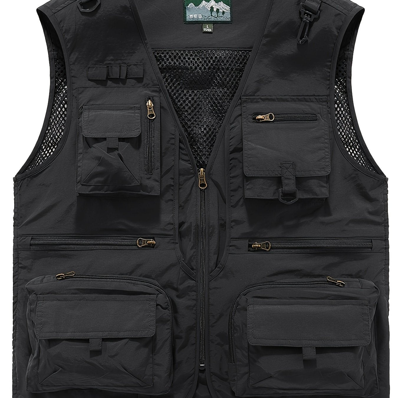 Men's Zipper Pockets Cargo Vest for Spring/Summer outdoor activities.