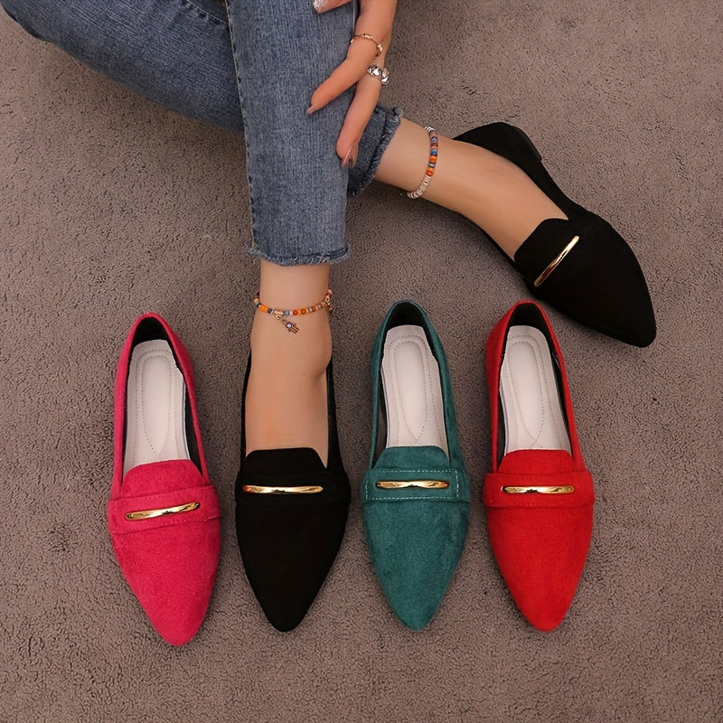 Lightweight Solid Color Flats, Elegant Slip-On Loafers for Women