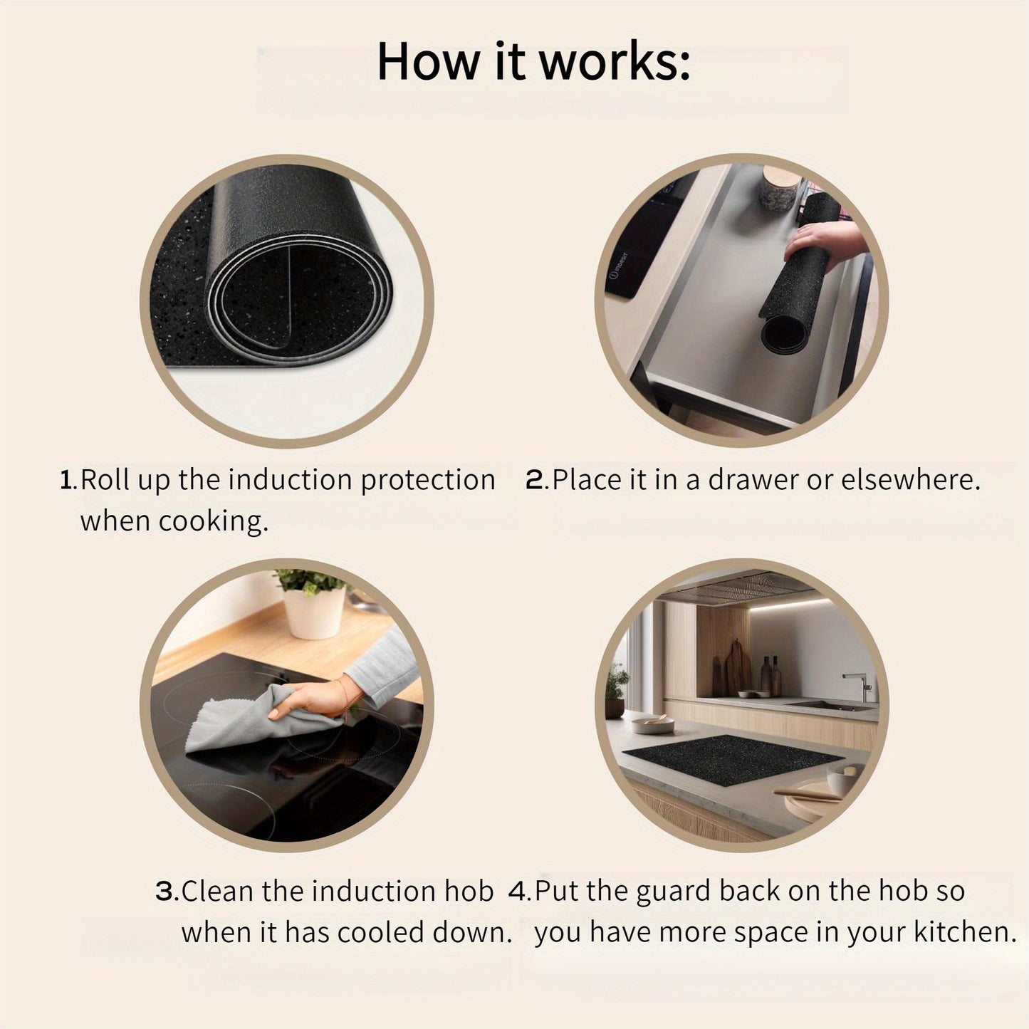 Protect your induction cooktop with this durable PVC mat! Measuring 60.96x52.07cm, this anti-slip mat is perfect for kitchen decoration. Compatible with all induction cooktops, this scratch and stain resistant cover plate will keep your appliances