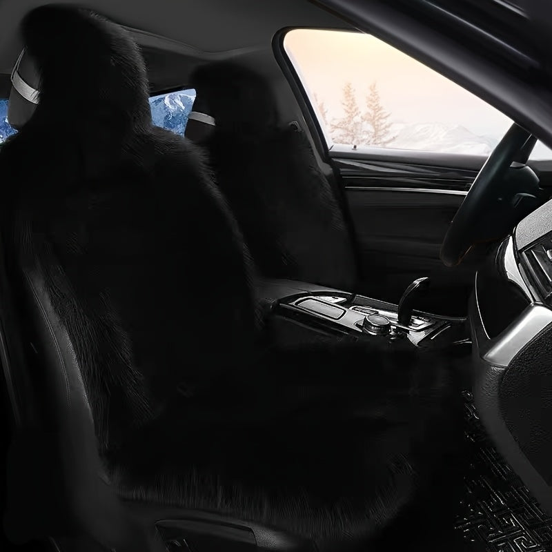 Plush winter car seat cushion with luxurious feel, thick warmth, hand-washable fit.