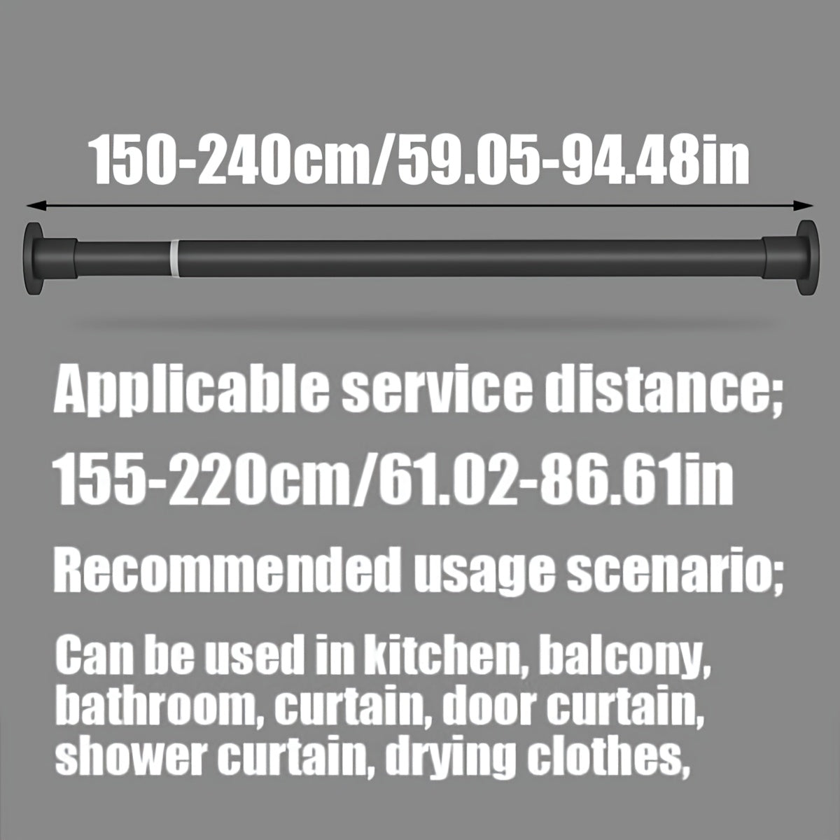 Регулируемая штанга для занавесок с ржавчинеустойчивым металлом, выдвижной пружинный механизм для ванной, шкафа, окна, дверного проема. Пчелиная соты обеспечивает превосходное сцепление и поддержку без сверления.