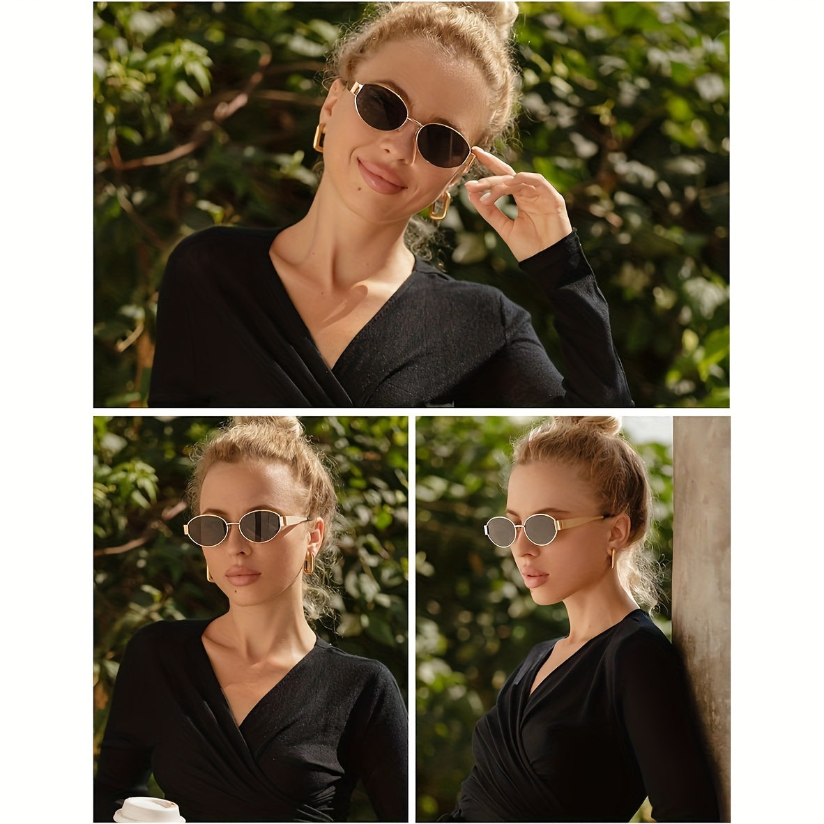 2 Chic oval fashion glasses for women with Y2K-inspired design, anti-glare PC lenses. Ideal for beach vacations and casual wear.