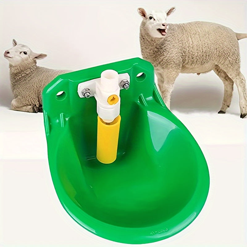 1pc 2-in-1 Goat and Sheep Feeder with Automatic Water Dispenser - Easy Installation, Durable Plastic, Green Bowls for Livestock Drinking