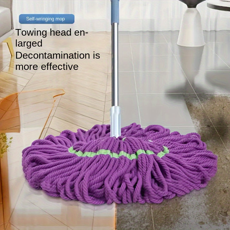 The Easy-Twist Spin Mop and Bucket Set offers hands-free washing for hardwood, tile, and laminate floors. Ideal for home, kitchen, and bathroom cleaning, this system doesn't require electricity for efficient floor cleaning.