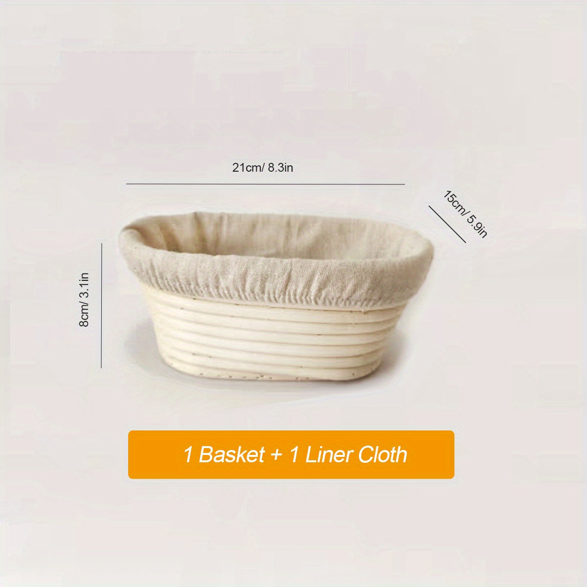 Bread Proofing Basket Set - Includes 1 Round/Oval Basket and Liner Cloth for Fermentation - Made from Natural Rattan - Perfect for Yeast Dough and Artisan Bread Making - Ideal for Professional and Home Bakers