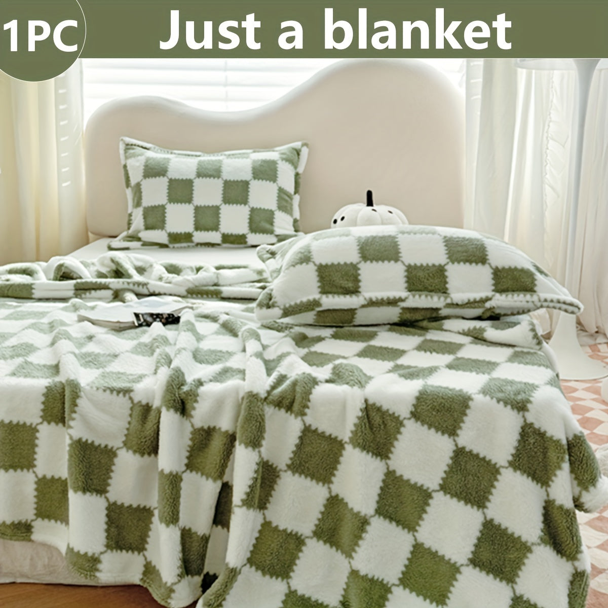 Soft, comfortable Cozy Traditional Checkered Edge Fleece Blanket suitable for all seasons. This multi-purpose blanket is machine washable and perfect for travel or office use.