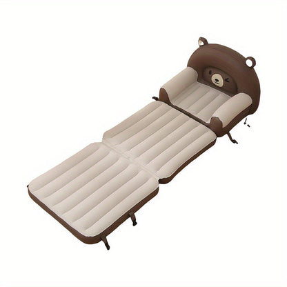 Teddy Bear Inflatable Folding Sofa Chair - Portable, Waterproof, and Stackable. Ideal for Indoor, Outdoor, Backyard, and Picnics. Hand wash recommended.