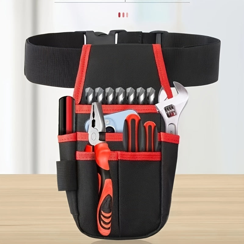 Durable, small-sized electrician tool pouch made of heavy-duty Oxford fabric with thickened design. Multi-functional waist bag for home appliance repair and aerial work. Features a wide