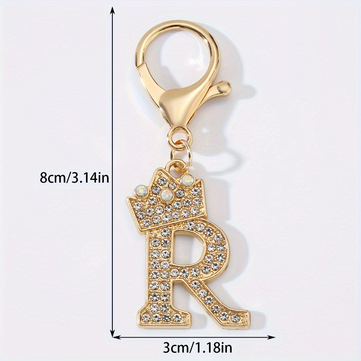 1pc Fashion Zinc Alloy Artificial Diamond Crown 26 English Letters Key Chain for Men, Bag Pendant for Friends.