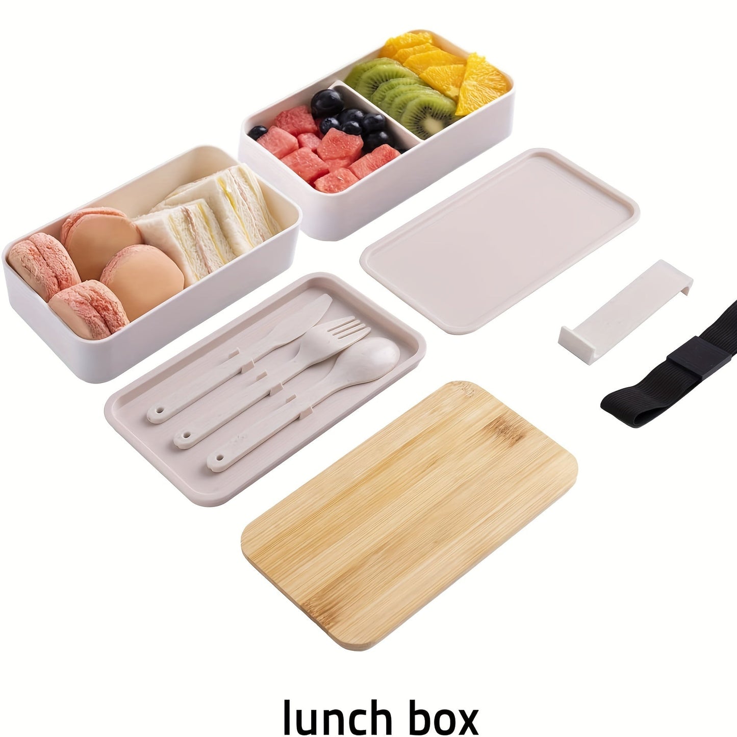 Single Set Bento Lunch Box with Insulated Bag, Microwave Safe, Leakproof Plastic Containers with Bamboo Lids, Adjustable Dividers and Utensils, Perfect for Work, Picnics - Christmas Gift Packaging Included