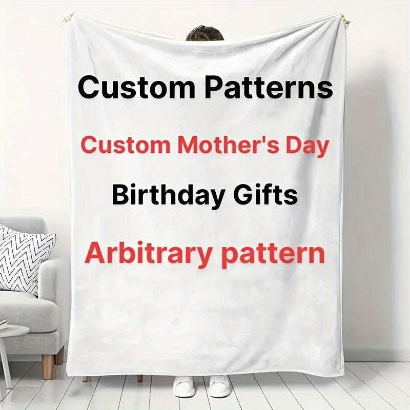 Personalize your space with a custom photo throw blanket featuring a contemporary design. This all-season blanket is made from durable polyester that is machine washable for easy care. The digital print is anti-allergen and can be used for multiple