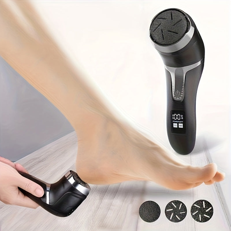 Portable, rechargeable electric foot file for professional callus removal and foot repair. Great gift for dry, cracked skin.