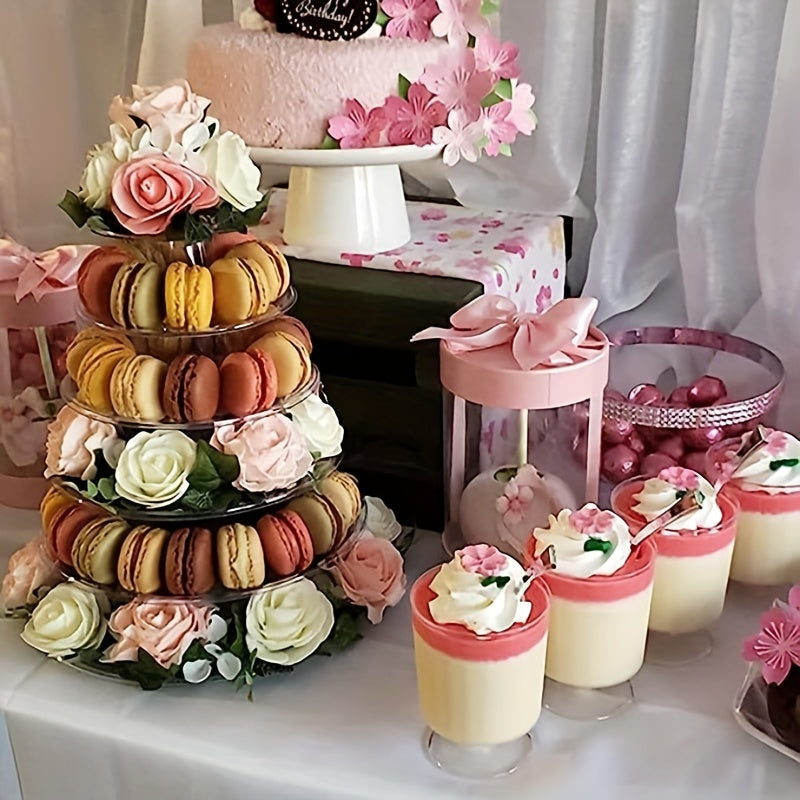 One 10-tier macaron display stand for various events including weddings, birthdays, and holidays.