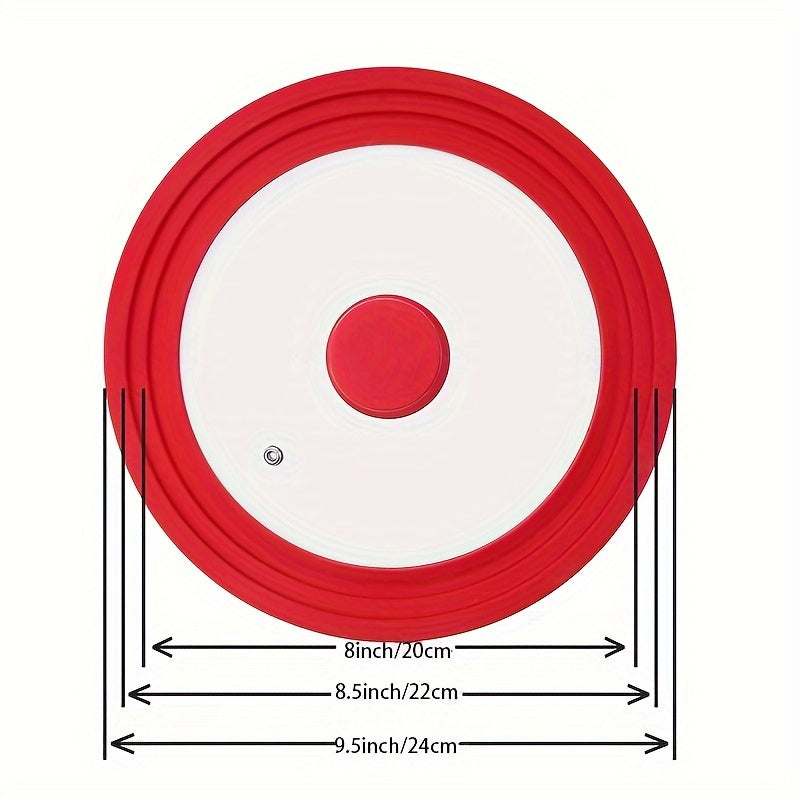 One Silicone Glass Lid that is versatile and can be used with pots, frying pans, steamers, boiling pots, and more.