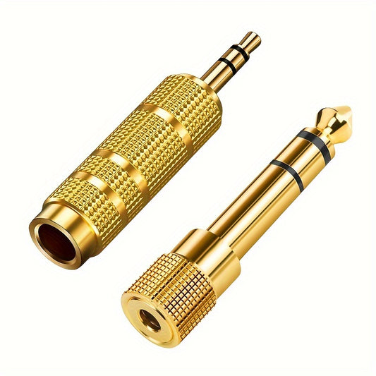 Gold-Plated Audio Adapter Set for Guitar Amps and Mixers - 3.5mm to 6.35mm Connectors