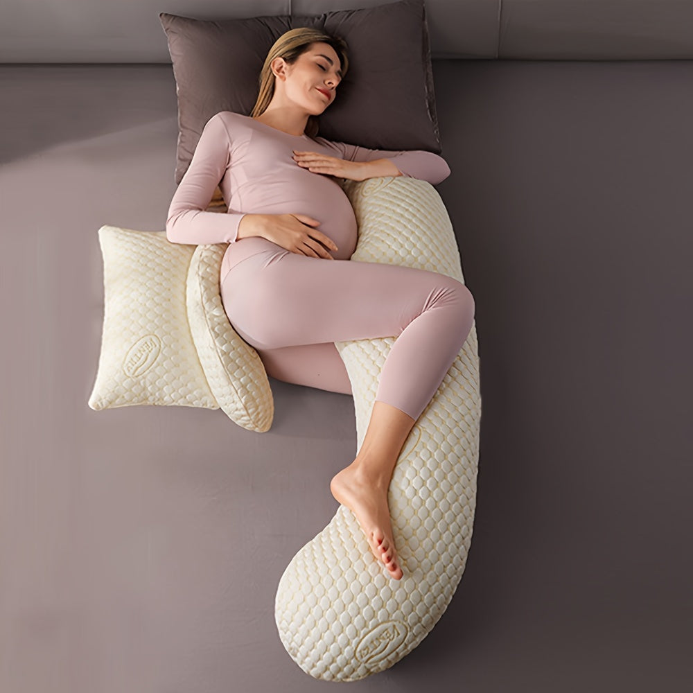 Luxurious Maternity Pillow for Ultimate Comfort - H-Shaped Design with Support for Waist, Belly, and Legs | Made with Soft Polyester, Includes Removable Cover | Ideal Present for Thanksgiving, Christmas, and Halloween.