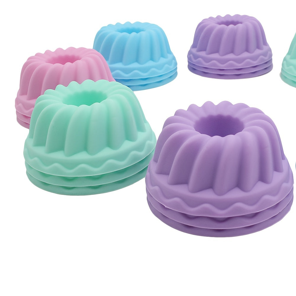 Silicone Muffin Cups Set - Includes 12 Fluted Tube Cake Cups, Reusable Cupcake Liners, and Mini Bundt Molds - Essential Baking Tools, Kitchen Gadgets, and Accessories for Recipes