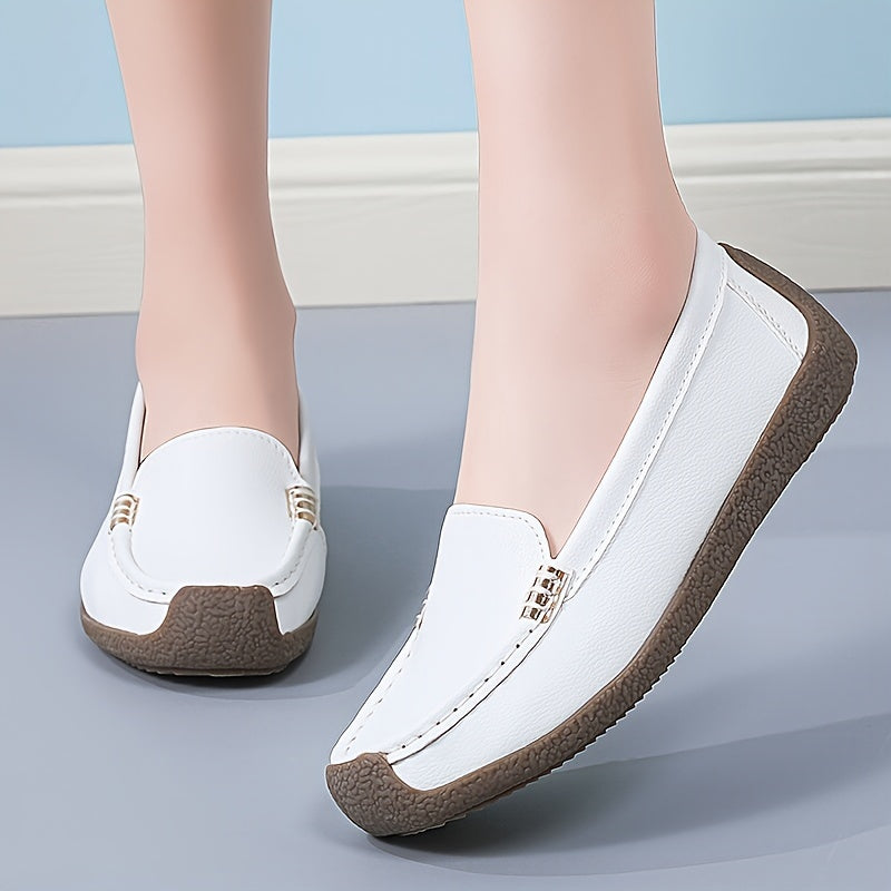 Women's casual loafers with soft lightweight sole, suitable for daily walking, round toe design with wear-resistant feature