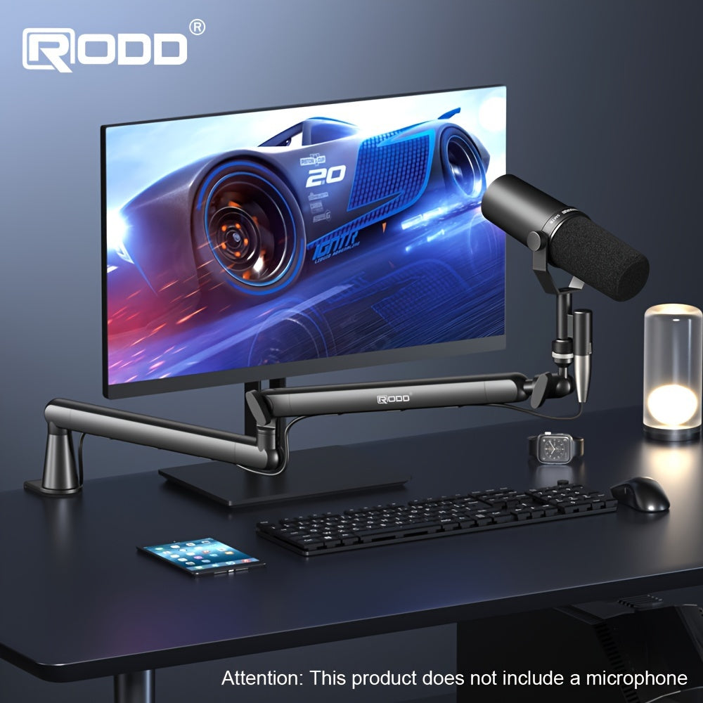 RODD Aluminum Microphone Boom Arm Stand with Desk Clamp, Cable Management, XLR Compatible, for Podcasts, Streaming, Gaming.