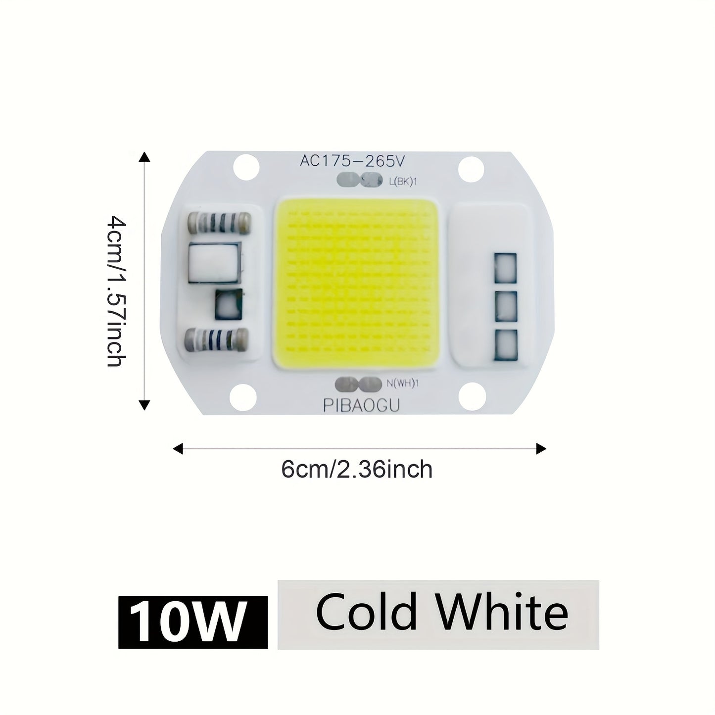 1pc PIBAOGU COB LED Chip, 10W-50W AC189-265V, Indoor Floodlight Spotlight Lamp Beads, Driverless, DIY Lighting Fixture