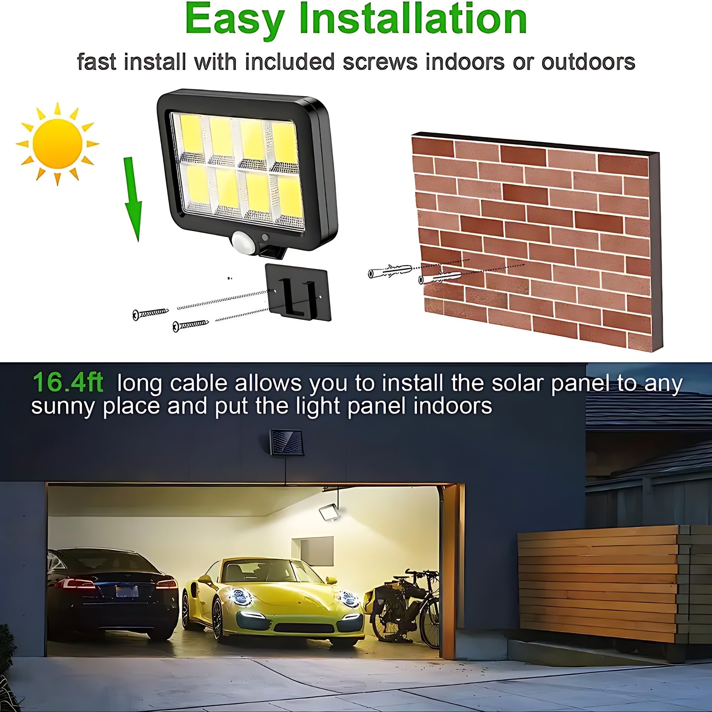 1/2/4pcs 160 LED solar sensor light for garage/garden/patio/walkway.