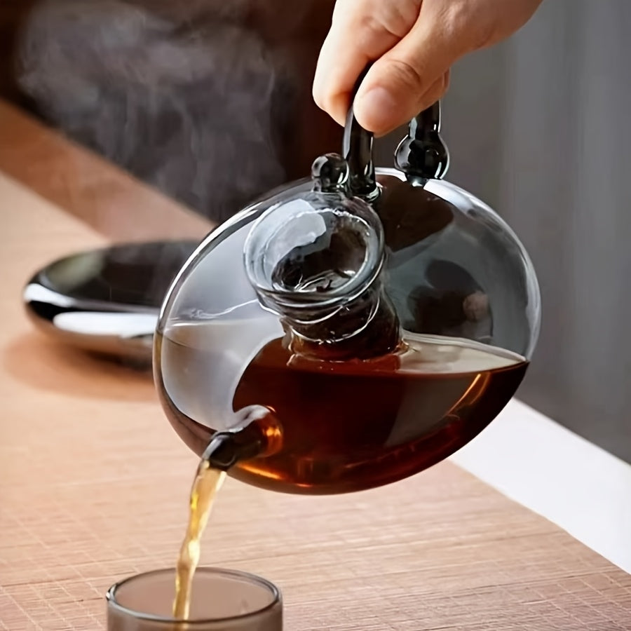 High Borosilicate Heat-Resistant Glass Teapot perfect for brewing tea on open flames and electric ceramic stoves, ideal for gifting to a loved one.