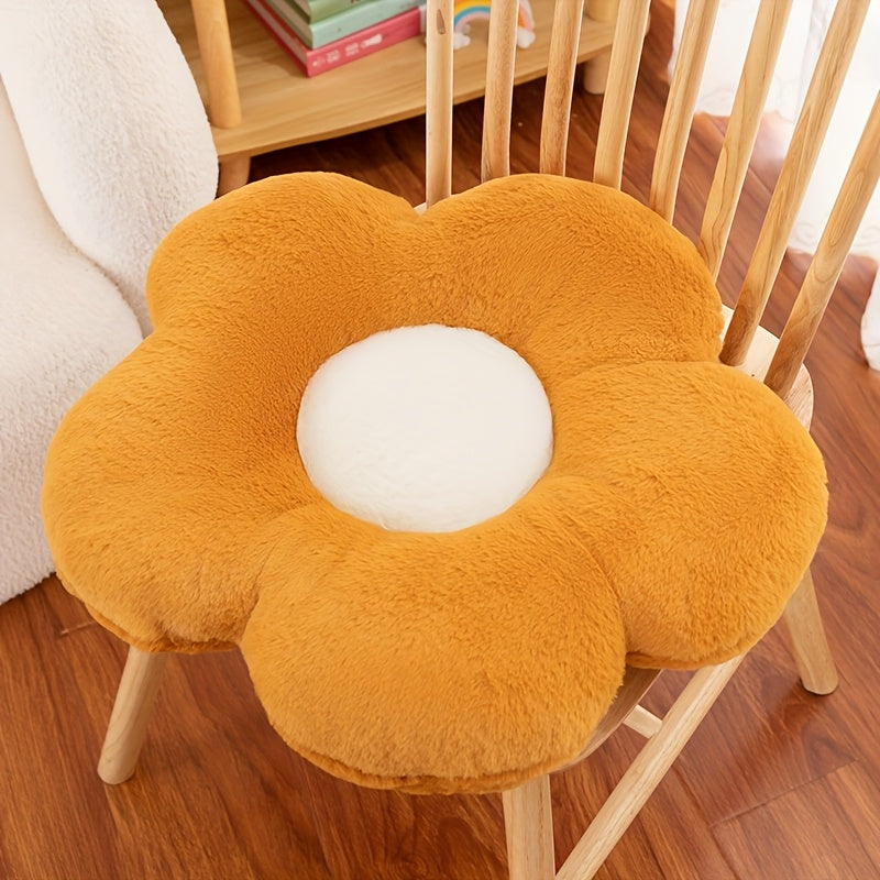 Soft, flower-shaped plush back support cushions made of polyester knit fabric in multiple colors for a cozy home, office, and car, suitable for elderly individuals.