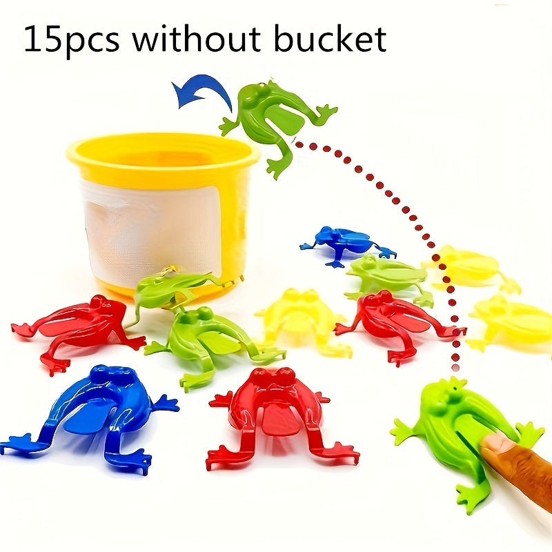 15 colorful mini jumping frogs - great for building finger dexterity, math skills, and birthday party favors.