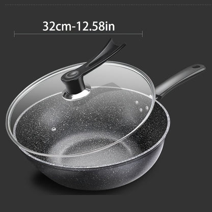 Set of 3 Non-Stick Cast Iron Cookware Pieces with Lids - Includes Soup, Frying, and Wok Pans for Multi-Purpose Kitchen Cooking