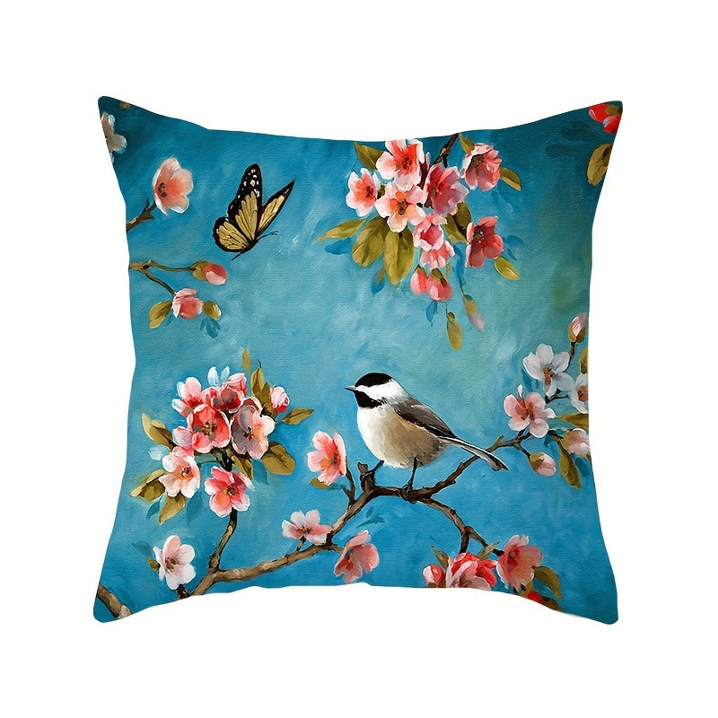 Add a touch of country-rustic charm to your bedroom decor with these floral and bird print throw pillow covers. Made from machine washable and stain resistant polyester, these cushion cases feature a convenient zipper closure for easy removal. Each cover