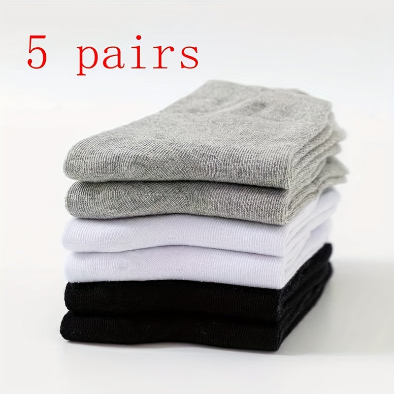 5/10 pairs of men's trendy letter pattern crew socks, breathable and comfortable for outdoor activities in all seasons.