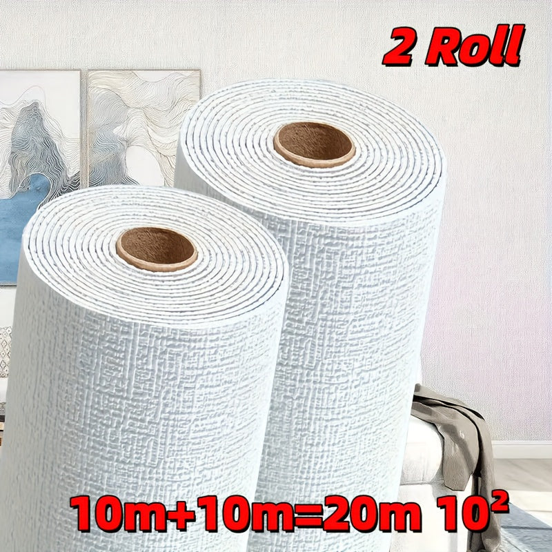 2 rolls of 3D linen self-adhesive wallpaper stickers that are waterproof, easy to clean and cut. Ideal for decorating living rooms, kitchens, bedrooms, dormitories, and offices.