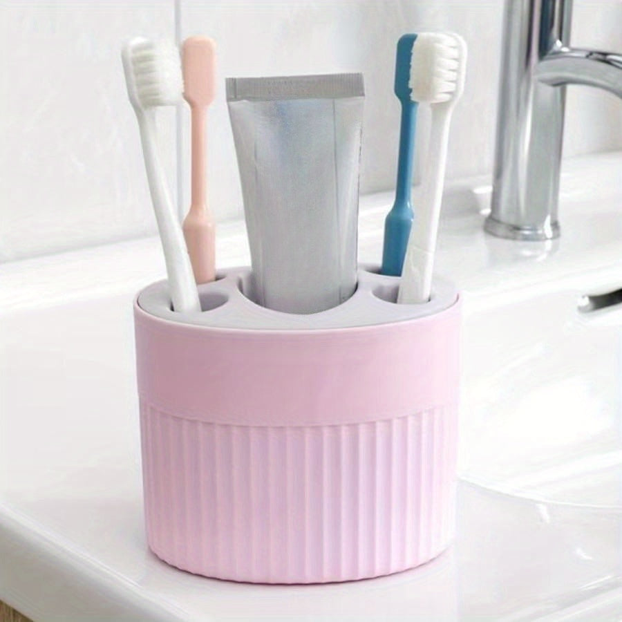 Toothbrush holder for household use, made of plastic. Can also be used as a storage box or organizer for toothbrushes and toothpaste in the bathroom.