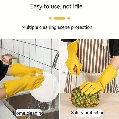 6 sets of durable, silicone household gloves for reuse, featuring thickened rubber for dishwashing, with extra thickness and long sleeves for kitchen cleaning, work, and painting