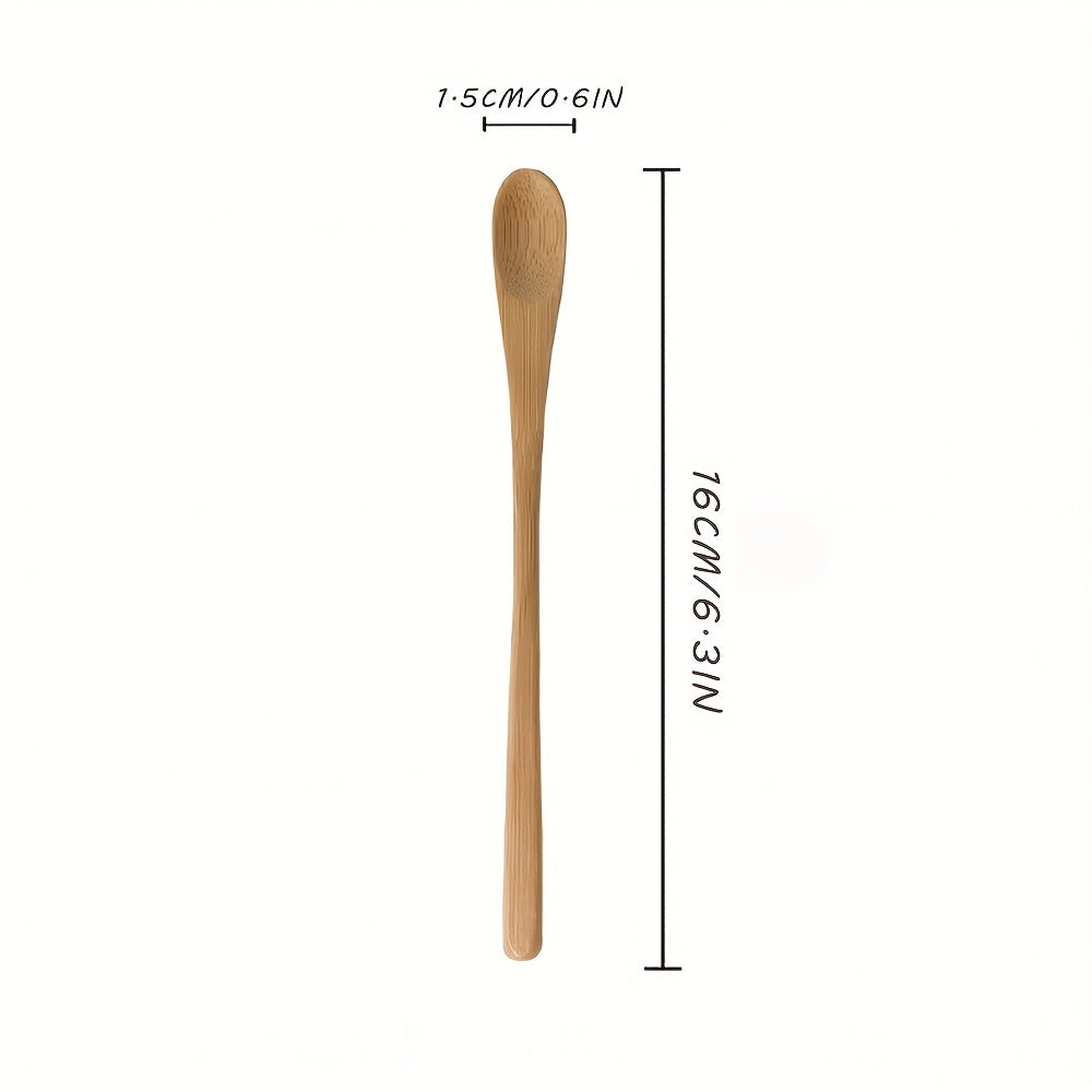 2pcs Wooden Jam Spoon with long handle, made of durable bamboo material for stirring, mixing and serving various ingredients.