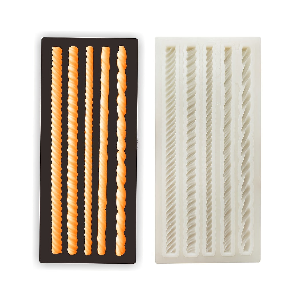 Silicone Mold for Braided Rope Design, Ideal for DIY Desserts, Chocolate, and Fondant Cakes. Perfect Baking Tool for creating Long Strip Lace Decorations.