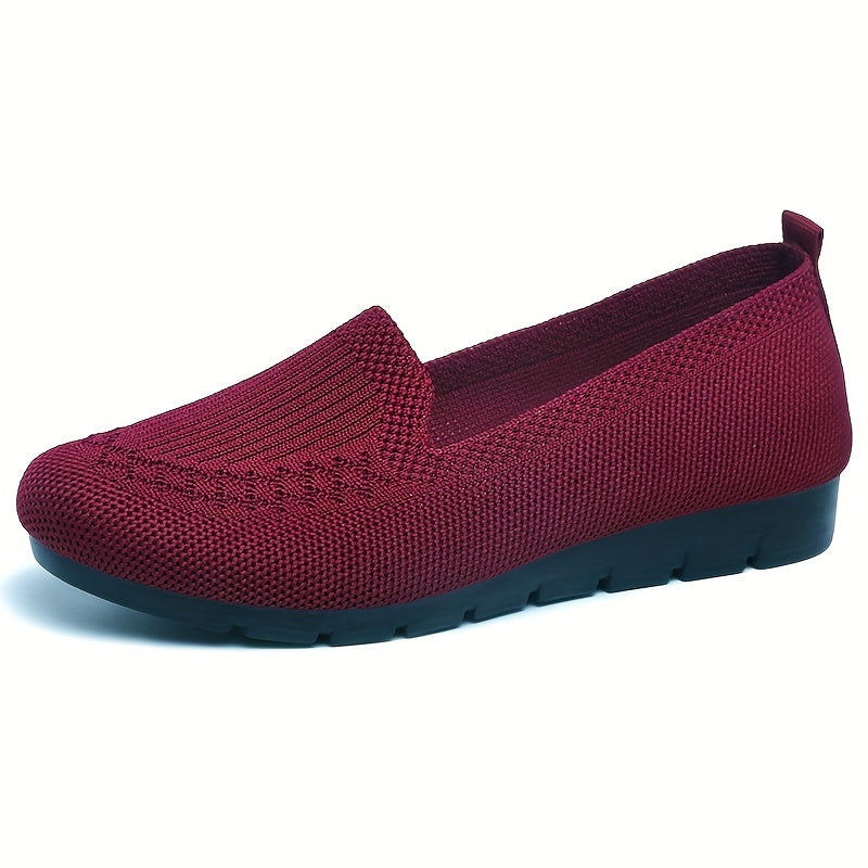 Women's Solid Color Knitted Loafers: Lightweight, Non-slip, Casual Walking Shoes