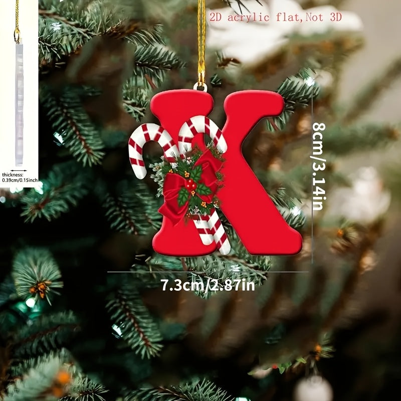 26pcs Art Letters Christmas Tree Ornaments, Acrylic Hanging Pendants for Home and Party Decoration, Unique Shapes, Suitable for Various Occasions.